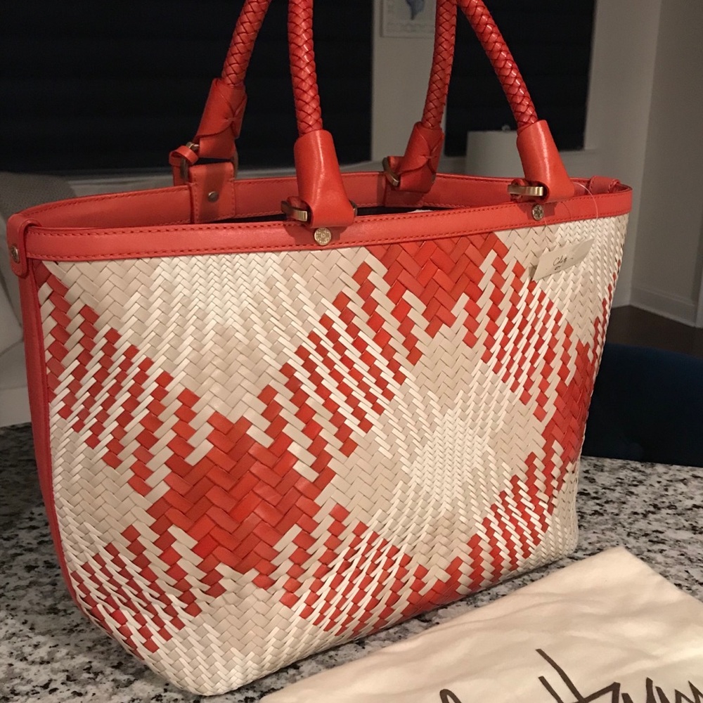 ✨NEW!✨Cole Haan✨Genevieve✨NWT! RARE Woven Leather Large Diamond Weave Bag - Picture 4 of 10